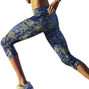 Athleta Radical Stride Capri Leggings - Yellow/Blue/Purple/Black - S